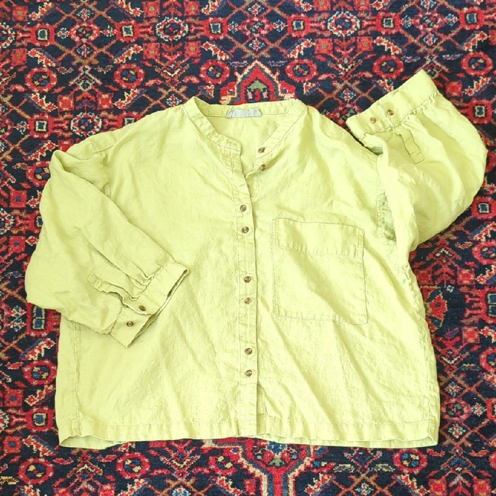 Everlane Green Linen Shirt (M)